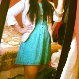 Mint color lace dress